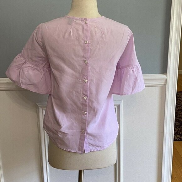 J. Crew Button Back Bell Sleeve Top Blouse Lilac - Picture 4 of 7